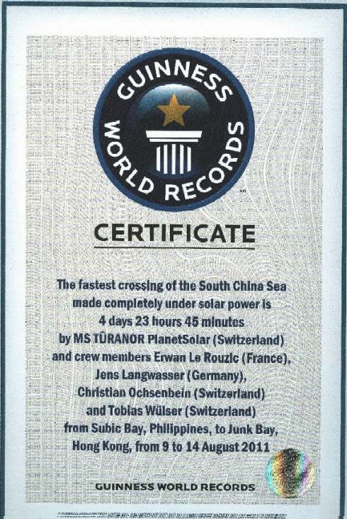 Guinness Word Record fastest crossing China Sea