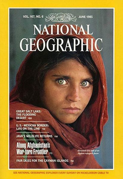 National Geographic Magazine, Shabat Gula, the Afghan Girl refugee, mona lisa