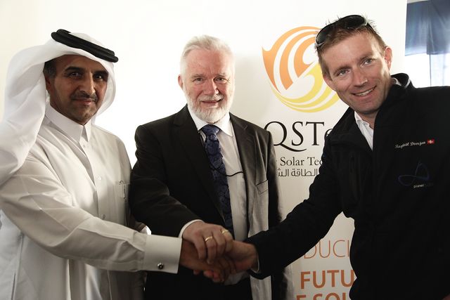 Dr Khalid Klefeekh Al Hairi, Immo Stoher and Raphael Domjan meet in Quatar, QSTec