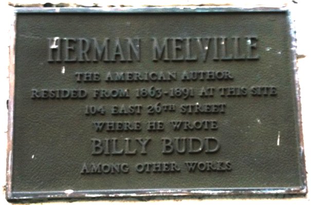Herman Melville's plaque outside 104 East 26th street, New York