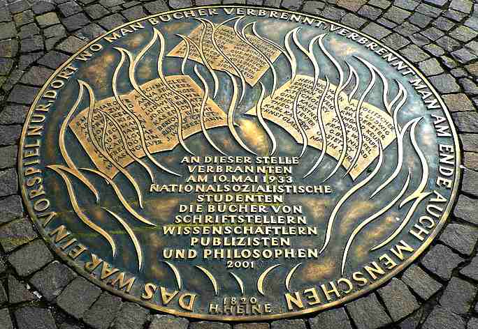 Plaque commemorating the book burning in 1933 Nazi Germany