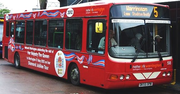 A public bus in Warrington in a special livery for the Diamond Jubilee