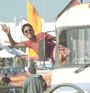 Halle Berry on location school bus Australia World Solar Challenge