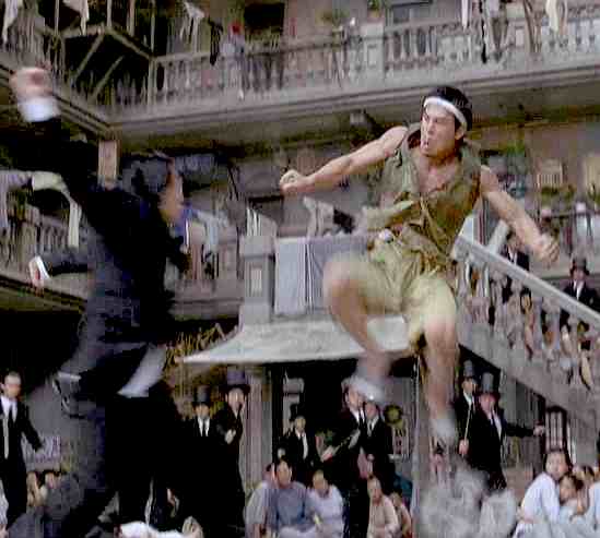 Coolie fends off the Axe Gang with his Twelve Kicks from the Tam School Kung-fu Hustle