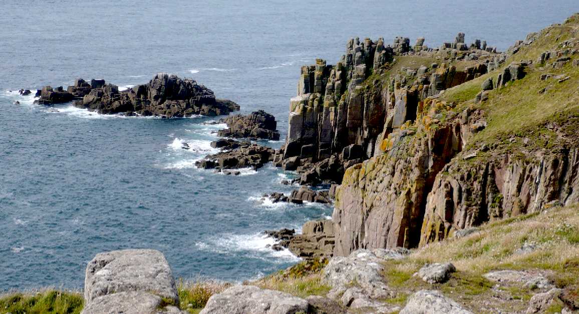 Lands End, Cornwall, facing into the Atlantic Ocean