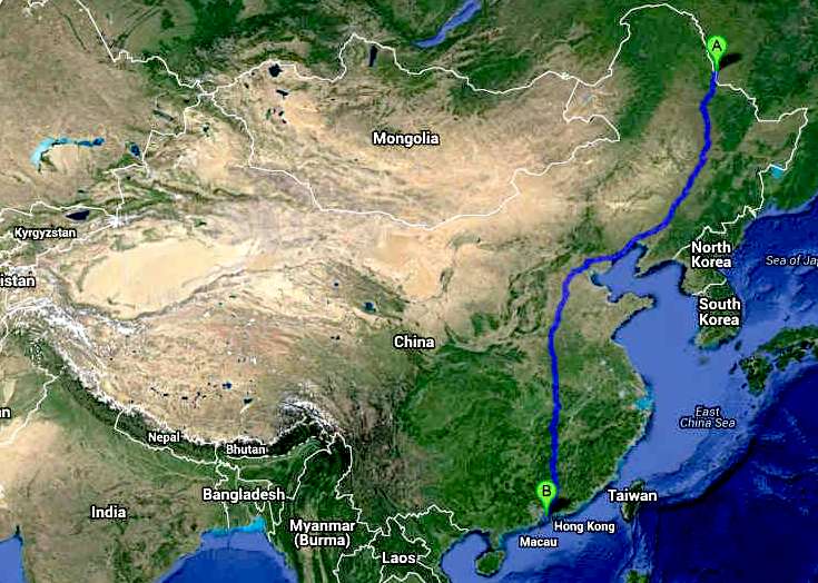 Trans-China Cannonball ZEV run - official route for the Bluebird Cup