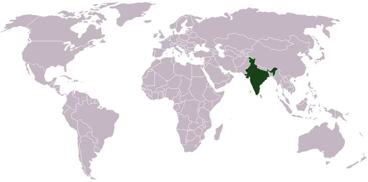 India world location map