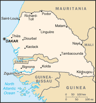 Senegal map West Africa