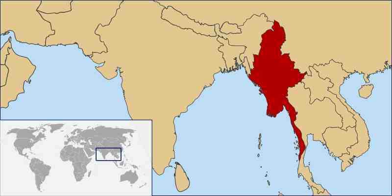 Burma world location map