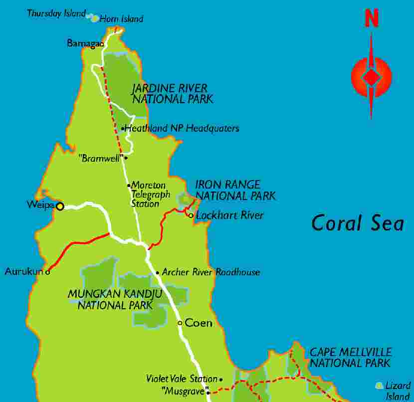 Map of Australia Cape York, Coral Sea