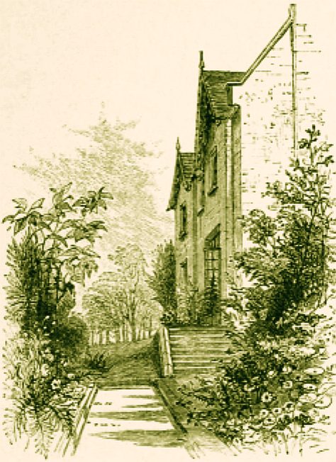 Drawing by Augustus Hare - Lime House rear garden steps