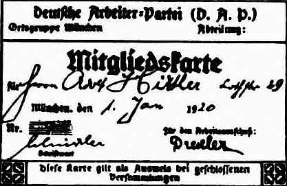 Hitler's forged party membership document