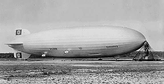 The German zeppelin Hindenburg at Lakehurst