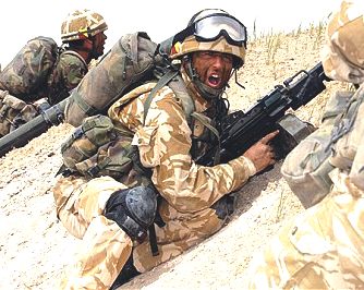 British army infantry wearing desert camouflage