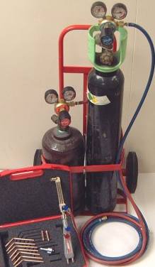 Gas welding bottles, oxygen and acetylene