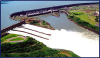Hydroelectric power stations produce indirect solar power. The Itaipu Dam, Brazil / Paraguay