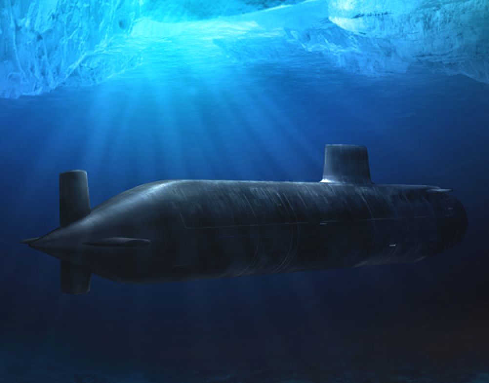 HMS Astute submerged under ice cap, artists impression