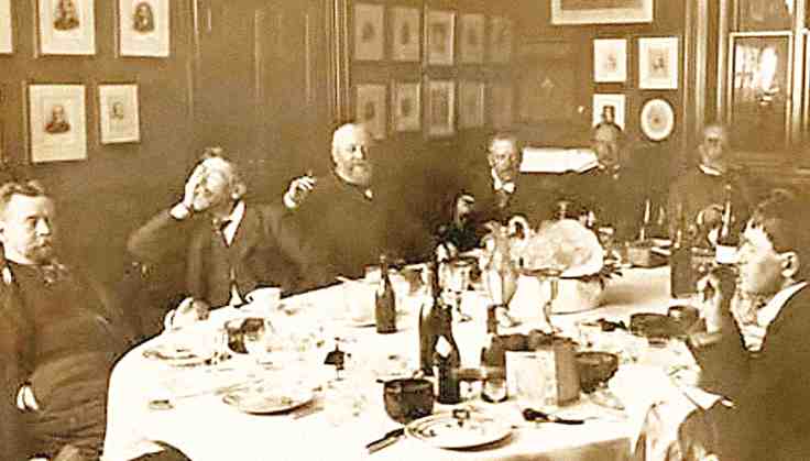 Editorial meeting of Punch magazine in the late 19th century