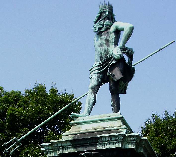 Neptune statue at a fountain in Nurnberg, Germany