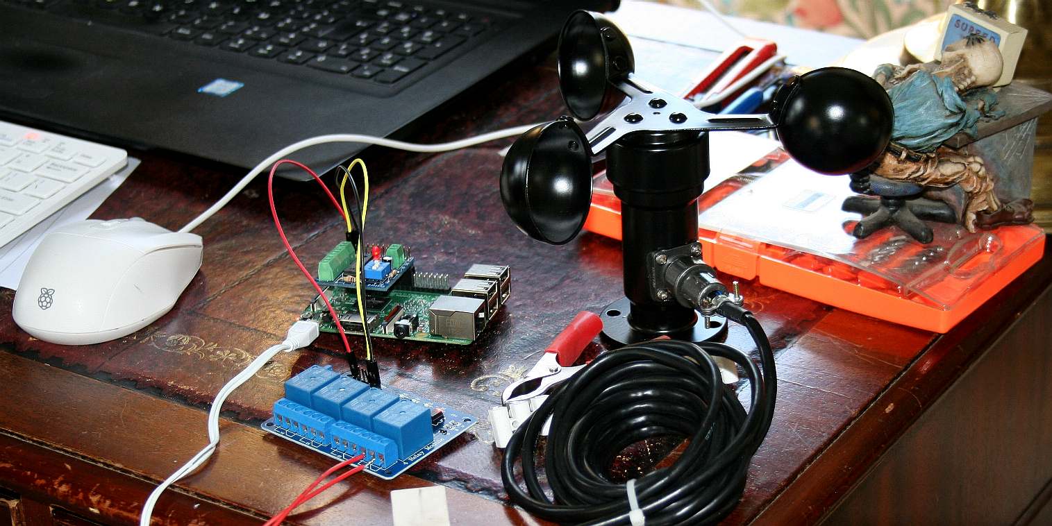 Raspberry pi B+3 micro computer used for robotic control of wind turbines and solar panels