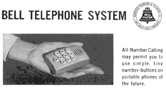 Bell Telephone System advert for portable phone 1960