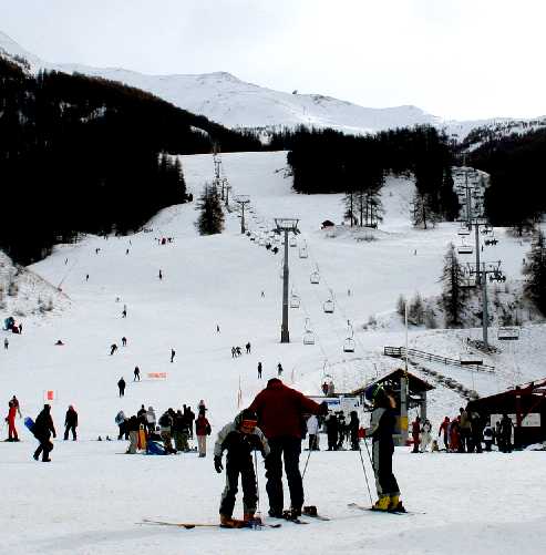 Snowboarding at Les Orres, France - Ski slopes